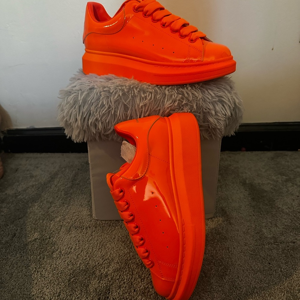 Alexander McQueen Bright Orange Platform Sneakers